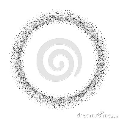 Silver circle isolated white background. Round gray frame, confetti, sparkles and sequins dust. Border design Christmas Vector Illustration