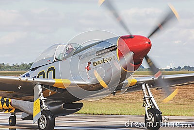 A Silver Classic P-51 Mustang Fighter Editorial Stock Photo