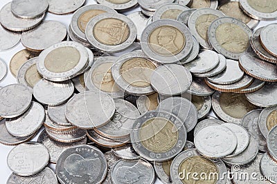Silver coins background Stock Photo
