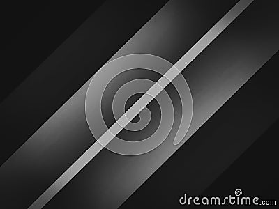 Silver color 3d illustration stripe beam in black shade background Cartoon Illustration