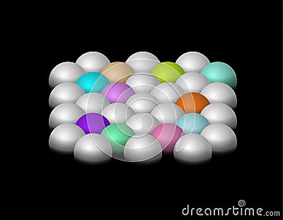 Silver and color half-spheres Vector Illustration