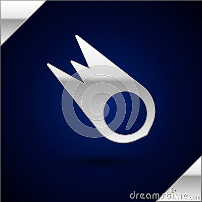 Silver Comet falling down fast icon isolated on dark blue background. Vector Illustration Vector Illustration