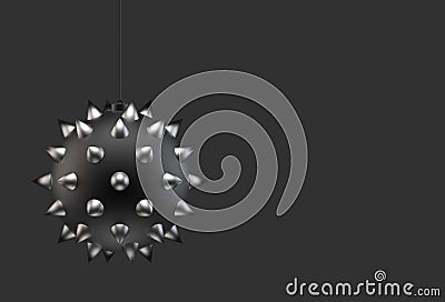 3d rendering. silver cone Black metal wrecking ball on black background. S&M object concept Stock Photo