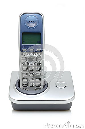 Silver cordless phone Stock Photo