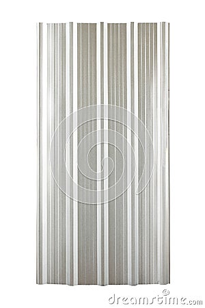 Silver corrugated metal roof plate Stock Photo