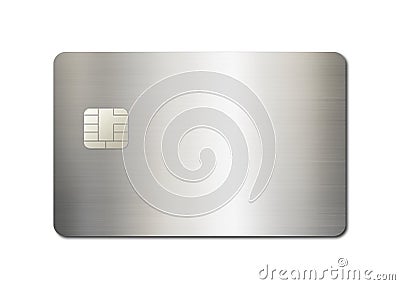 Silver credit card on a white background Cartoon Illustration