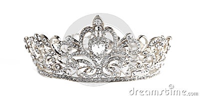 A Silver Crown Isolated on a White Background Stock Photo