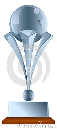 Silver cup. Cartoon trophy. Competition award template Vector Illustration
