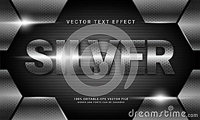 Silver 3d text style effect themed strong metal Vector Illustration