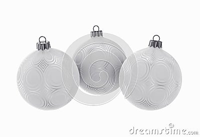 Silver decorative Christmas balls. Isolated New Year image. Stock Photo