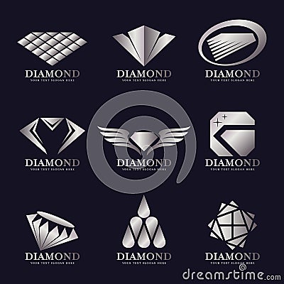 Silver Diamond logo vector illustration set design Vector Illustration