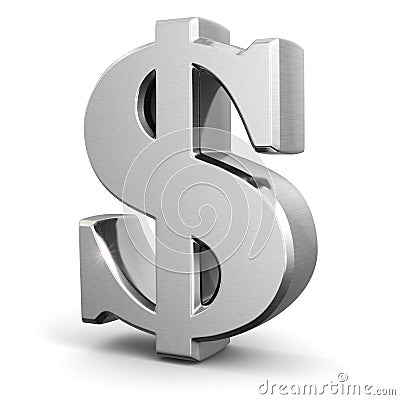 Silver dollar currency sign. Stock Photo