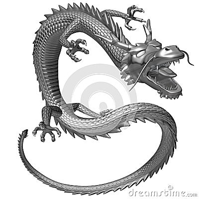 The silver dragon, 3D illustration Stock Photo