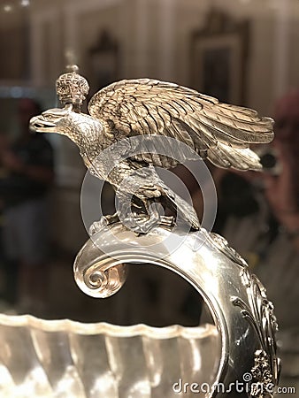 Eagle detail on silverware in the palace of Catherine the Great in St Petersburg Editorial Stock Photo