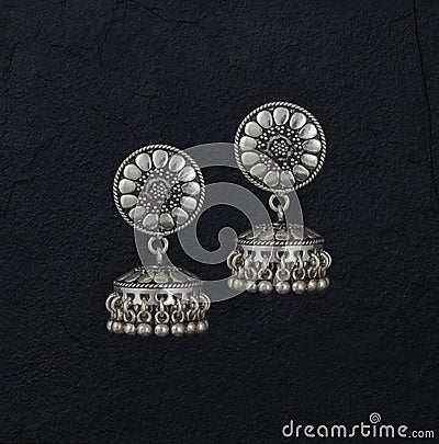 Silver Earring Stock Photo