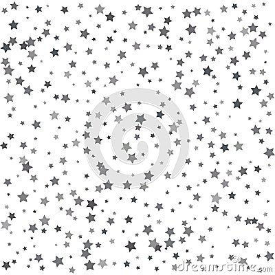 Silver falling confetti stars. Luxury festive background. Silver Vector Illustration
