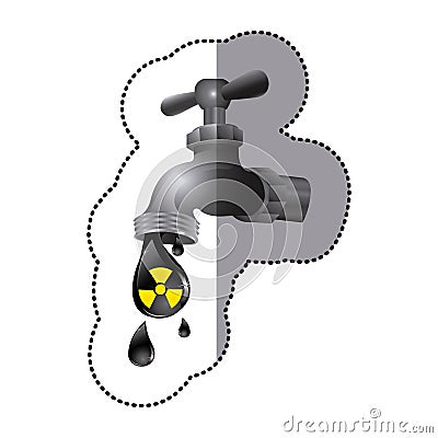 silver faucet with drop water contaminated Cartoon Illustration