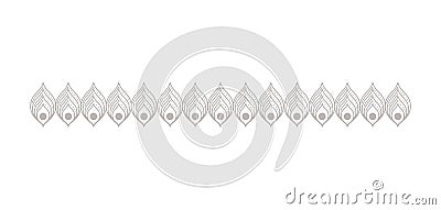 Silver feathers decorative ornament line vector design Vector Illustration