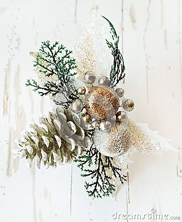 Silver Festive Decoration for Christmas Tree Stock Photo