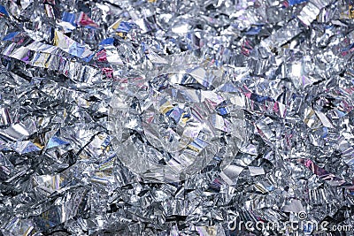 Silver festive serpentine. Abstract background. Shiny tinsel Stock Photo