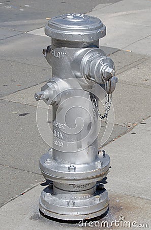 Silver Fire Hydrants Painted every year Editorial Stock Photo