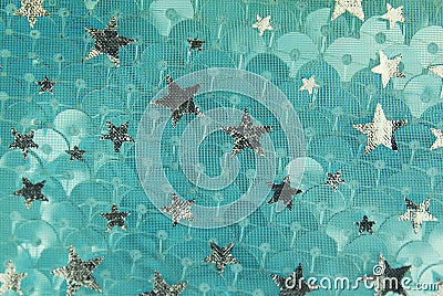 Silver fish scale and stars fabric texture Stock Photo