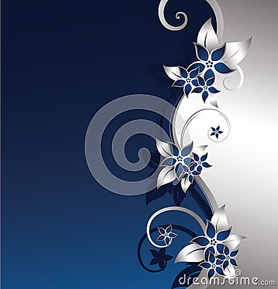 Silver floral background Vector Illustration