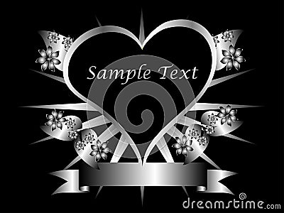 Silver Floral Hearts Background Vector Illustration