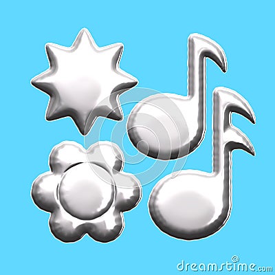 Silver musical note star flower foil balloon Stock Photo
