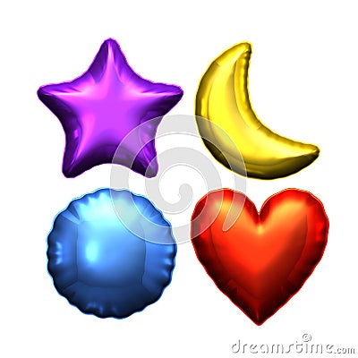 Silver foil star moon round heart balloon Stock Photo