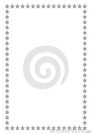 Silver frame with stars for any text. Vector frame isolated on white Stock Photo