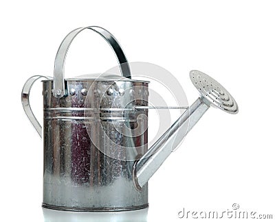 Silver Galvanized watering can Stock Photo