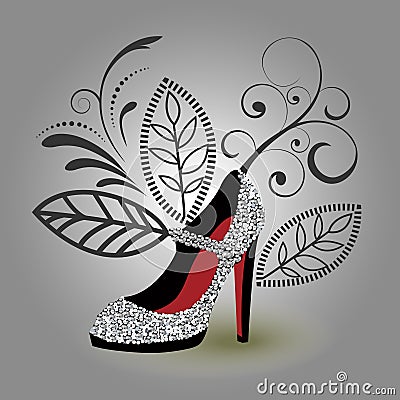 Silver glamor shoe Vector Illustration