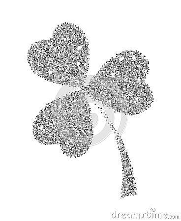 Silver glitter clover leaf Vector Illustration