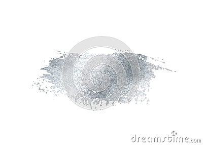 Silver glitter foil brush stroke vector. Argent paint smear background isolated on white. Glow metal pattern Vector Illustration