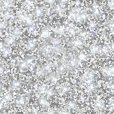 Silver Glitter Texture, Seamless Sequins Pattern Vector Illustration