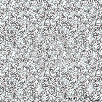 Silver Glitter Texture, Seamless Sequins Pattern Vector Illustration