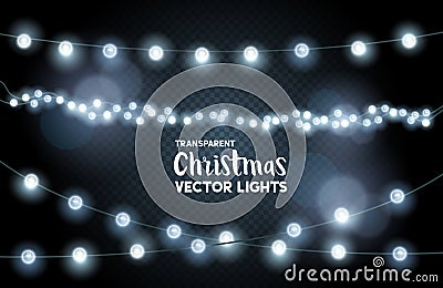 Silver glowing christmas lights Vector Illustration