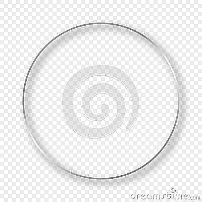 Silver glowing circle frame with shadow Vector Illustration
