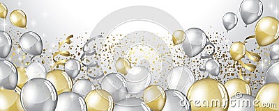 Silver and gold balloons Vector Illustration
