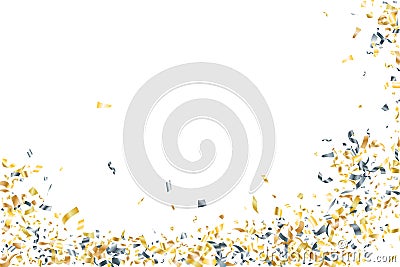 Silver gold falling confetti vector background. Party shiny striking decor Vector Illustration