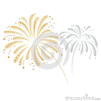Silver and gold fireworks Vector Illustration