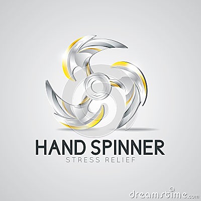 Silver and Gold hand spinner fidget toy Vector Illustration