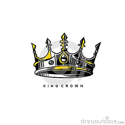 Silver and gold king crown vector illustration. Vector Illustration