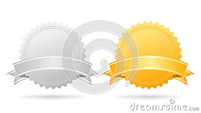 Silver and gold medals Vector Illustration