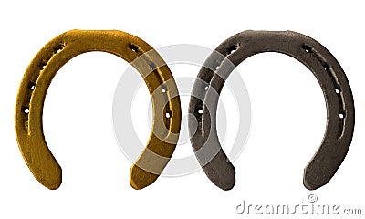 Silver and golden horseshoe Stock Photo