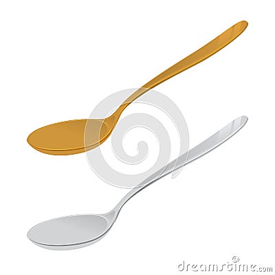 Silver And Golden Spoon Vector Illustration Vector Illustration