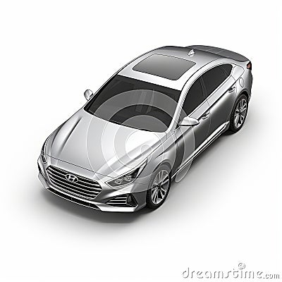 Energetic 3d Rendered Hyundai Sonata In Silver - Dynamic Illustration Stock Photo