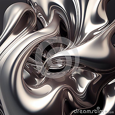 Silver gray liquid metal texture, metal melts and pours, beautiful transitions, waves and twists, creative background Stock Photo