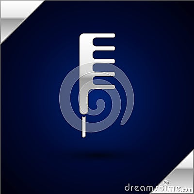 Silver Hairbrush icon isolated on dark blue background. Comb hair sign. Barber symbol. Vector Illustration Vector Illustration